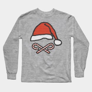 Christmas Knitted Santa Hat Candy Canes Long Sleeve T-Shirt